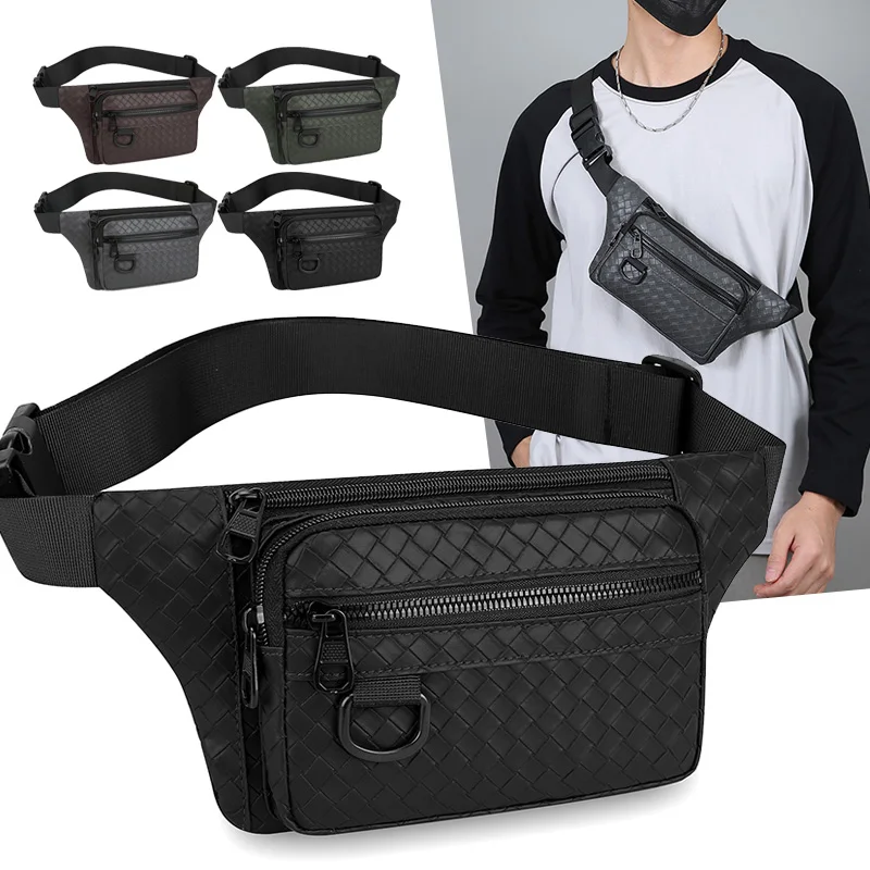 

Casual Men's Chest Sling Waist Bag – Durable PU Fanny Pack with Multi Pockets for Outdoor Motorcycle & Travel