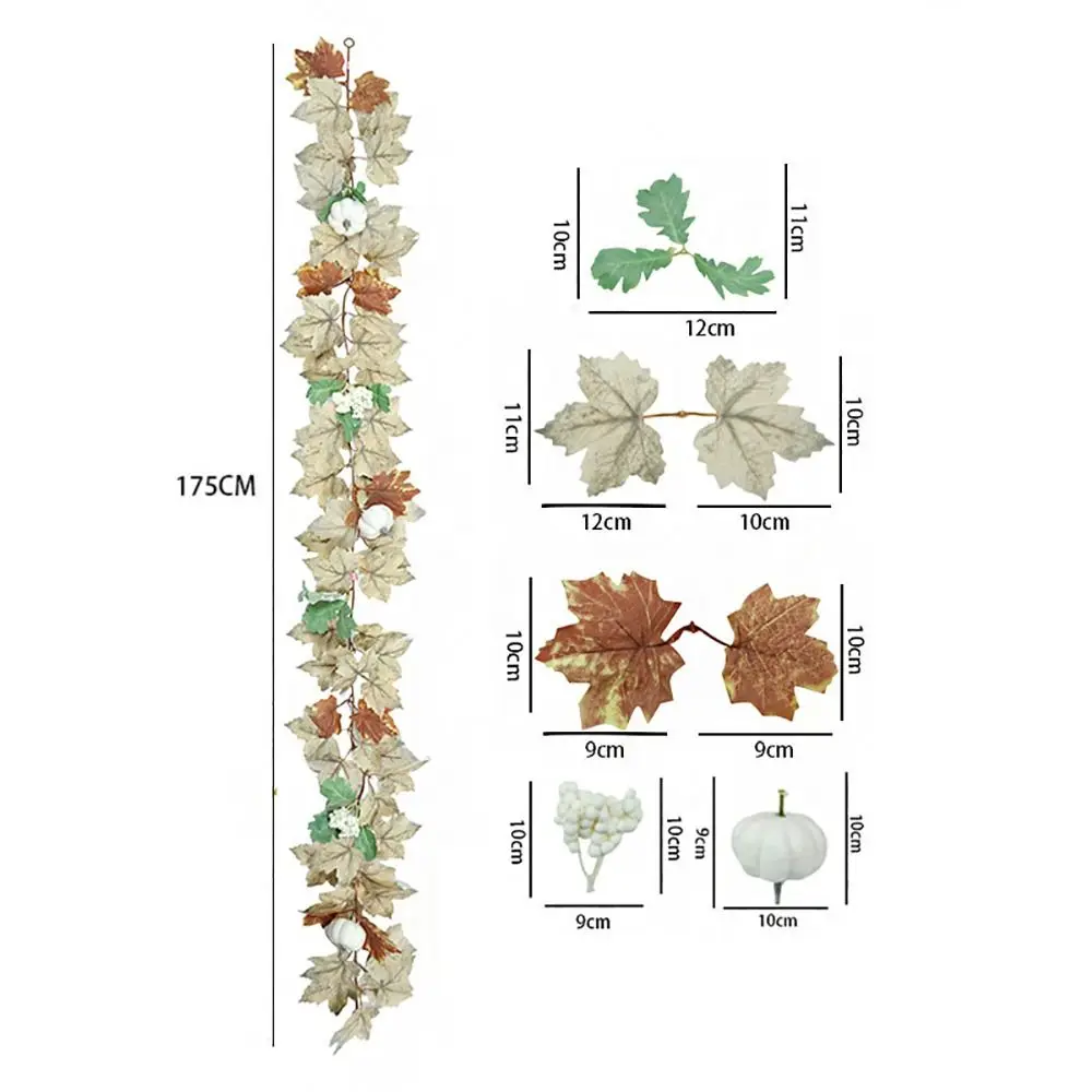 Autumn Artificial Maple Leaf Garland Multicolor Mini Pumpkin Fall Leaf Vine Decor Photo Props Scene Ornament