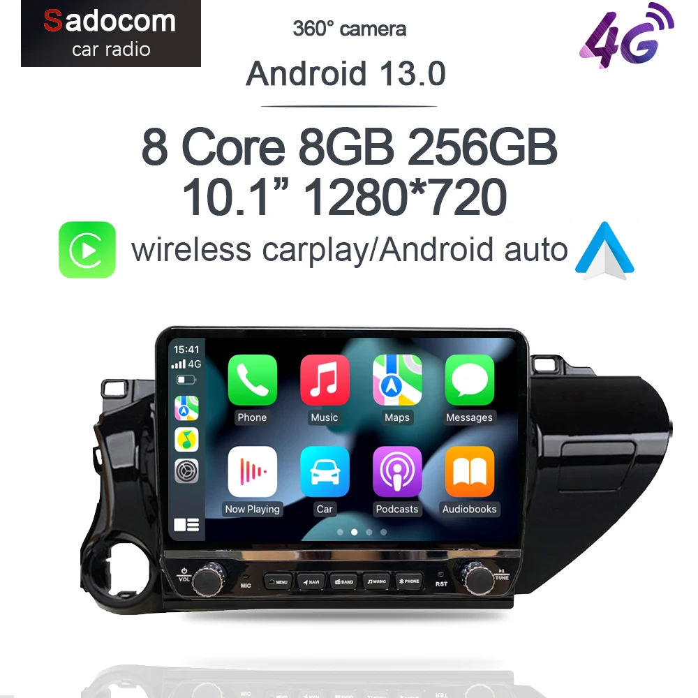 

10,1 "720P 8G + 256G Carplay Android 13,0 автомобильный DVD плеер GPS DSP Авторадио для Toyota Hilux пикап AN120 2015 2016 2017 2018 2019