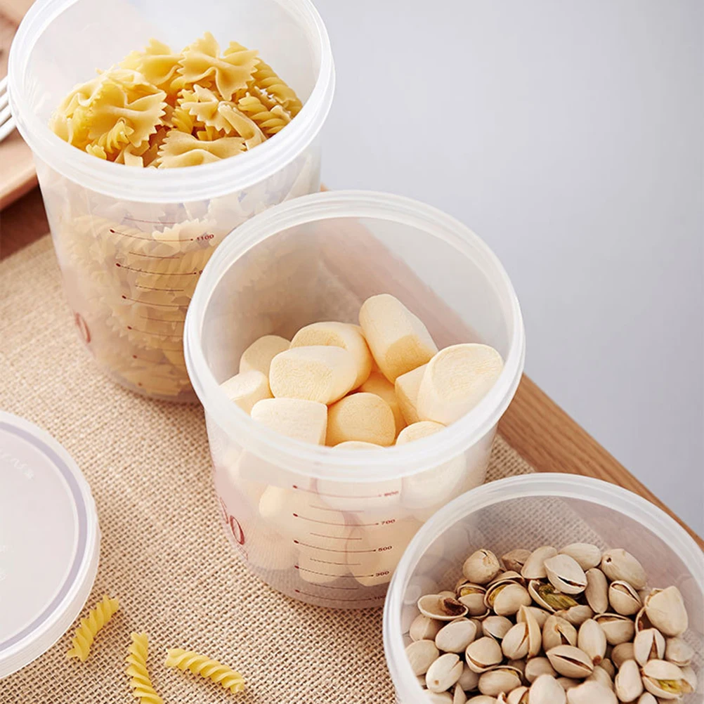 

1150Ml Plastic Seal Airtight Leakproof Dry Food Container With Locking Lid For Cereal Flour Sugar Rice Snacks Random Color Round