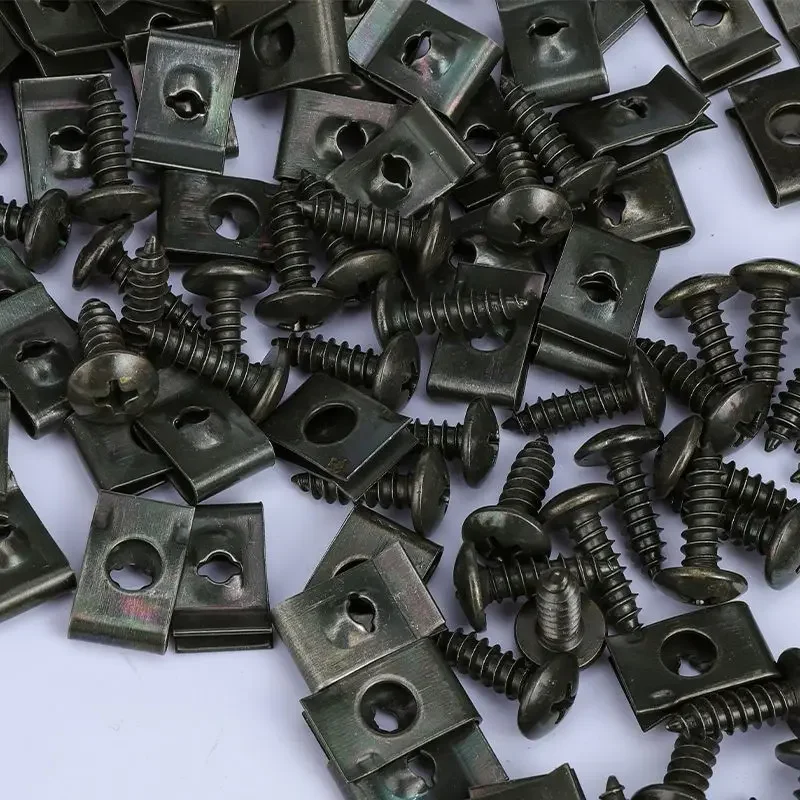 10/50Pcs Mixed Car Motorcycles Metal Screw Tapping Fastener Clips with Screw Anti-rust Protection Clip Screw Buckle Iron Sheet