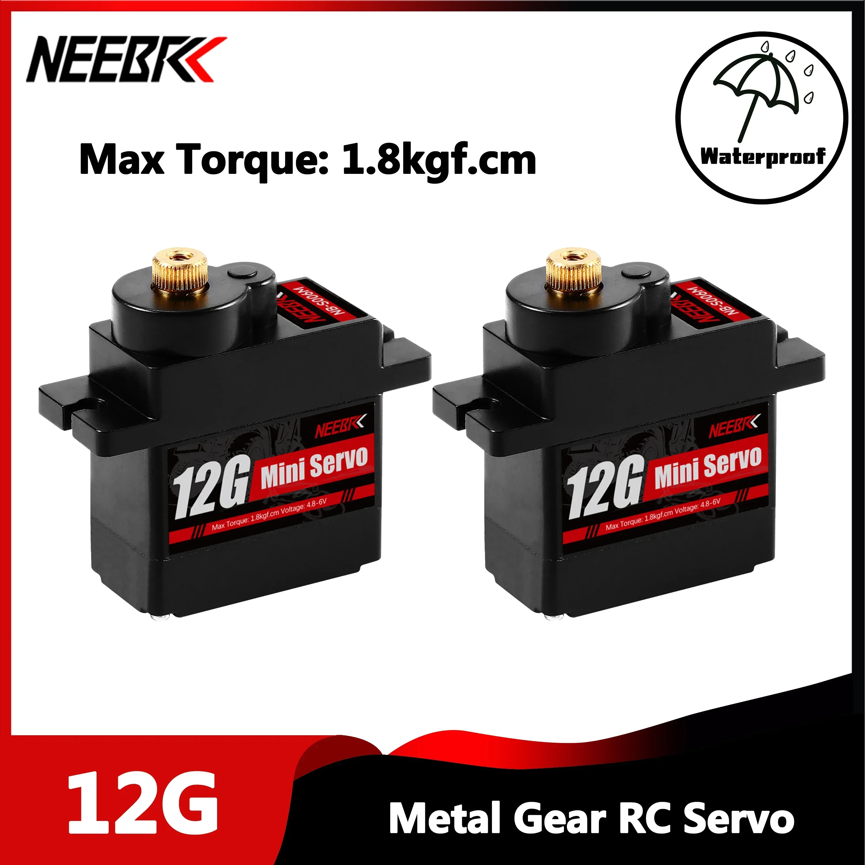 NEEBRC 12G Metal Gear Waterproof Digital Servo for 1/24 Scale RC Car Mini Dron Plane Helicopter Boat Accessories Axial SCX24