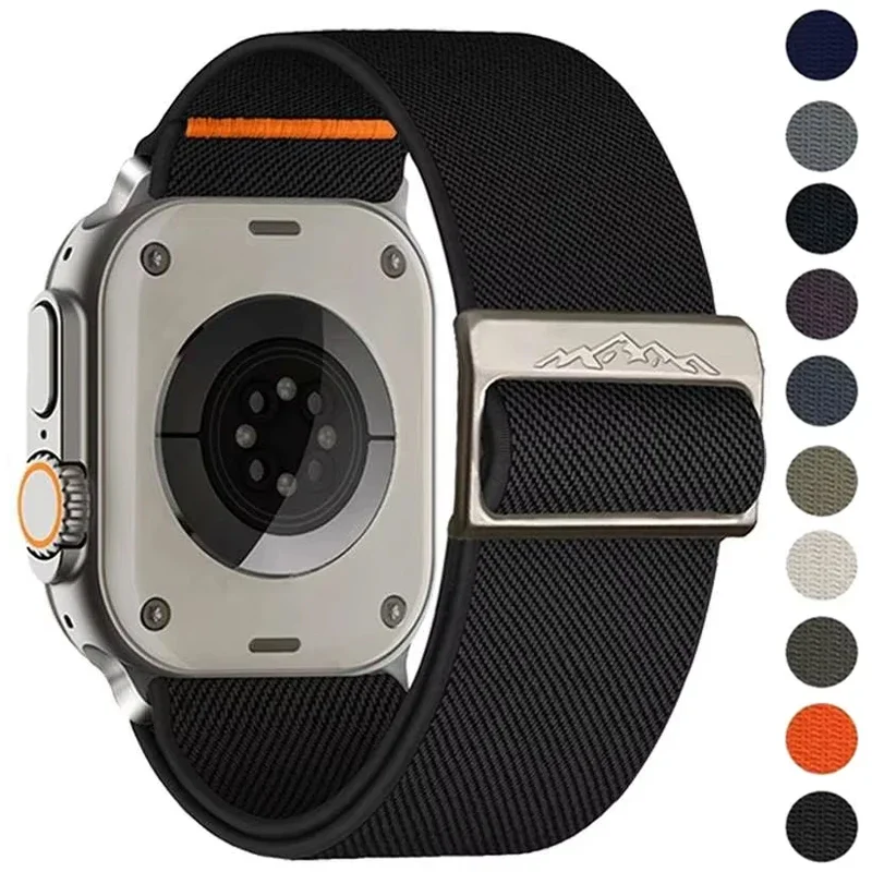 Nylon Strap for Apple Watch Band Ultra 2 49mm 10 9 8 7 46mm 45mm 41mm 44mm 42mm Braided Elastic Bracelet for IWatch Series 6 SE