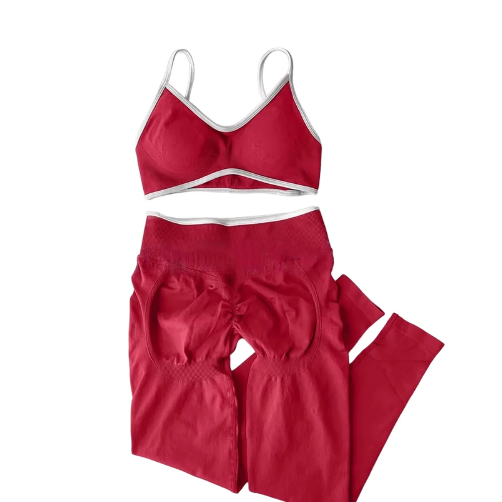 

Seamless Tight Peach-Colored Butt-Lifting Women's Athletic Leggings for Running Fitness Warm Yoga 2-Piece Set for Christmas