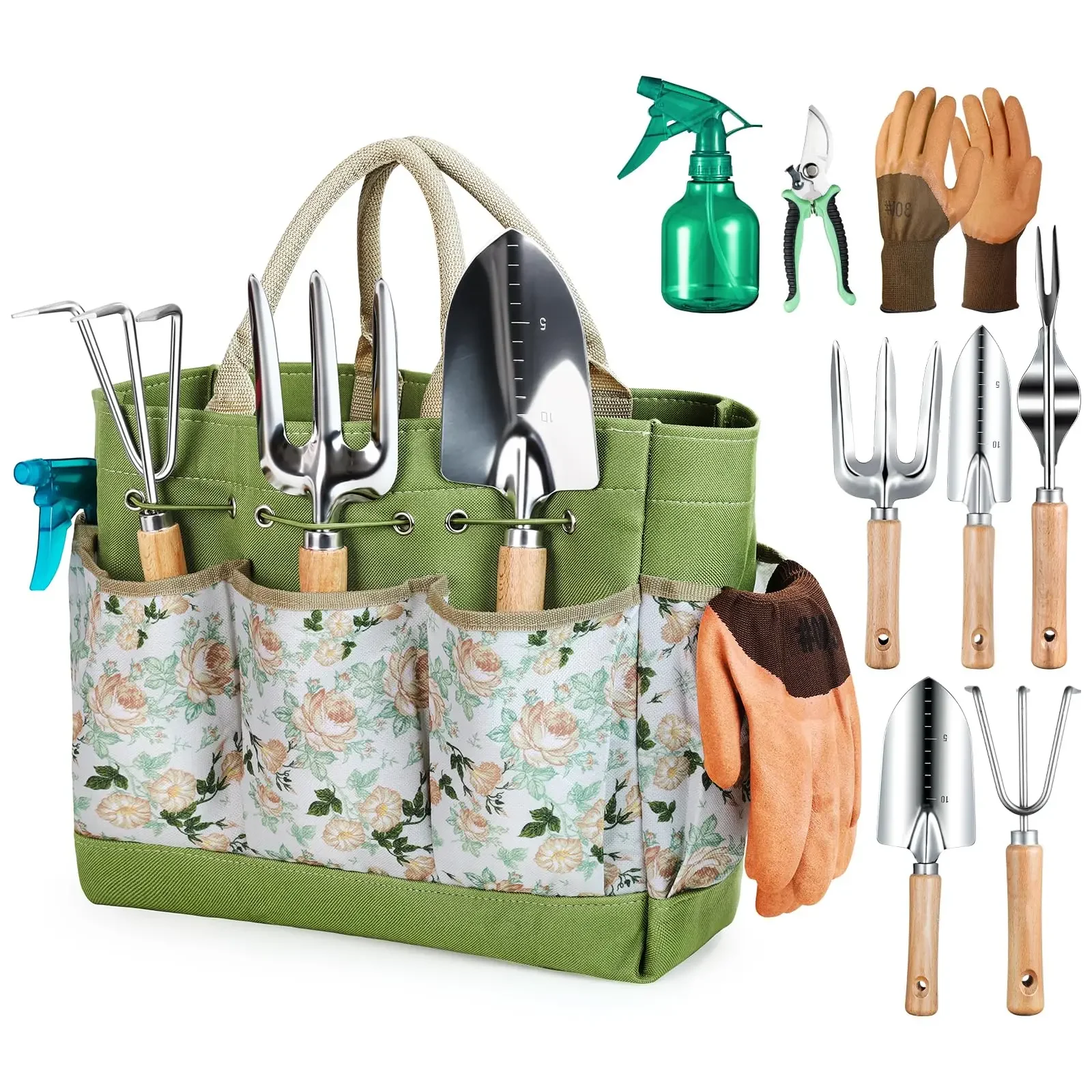 

Gardening Tools 9-Piece Heavy Duty Gardening Hand Tools Durable Organizer Handbag,Rust-Proof Combination Garden Tool Set