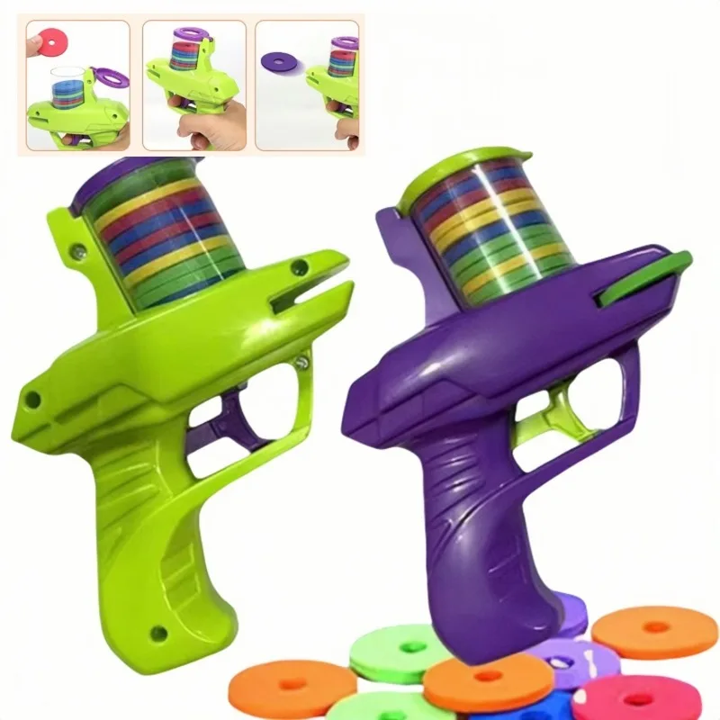 Juguetes lanzadores de discos voladores para niños, pistola de juguete de bala suave EVA, Mini platillo volador de zanahoria, pistola de tiro, juegos al aire libre, juguete deportivo