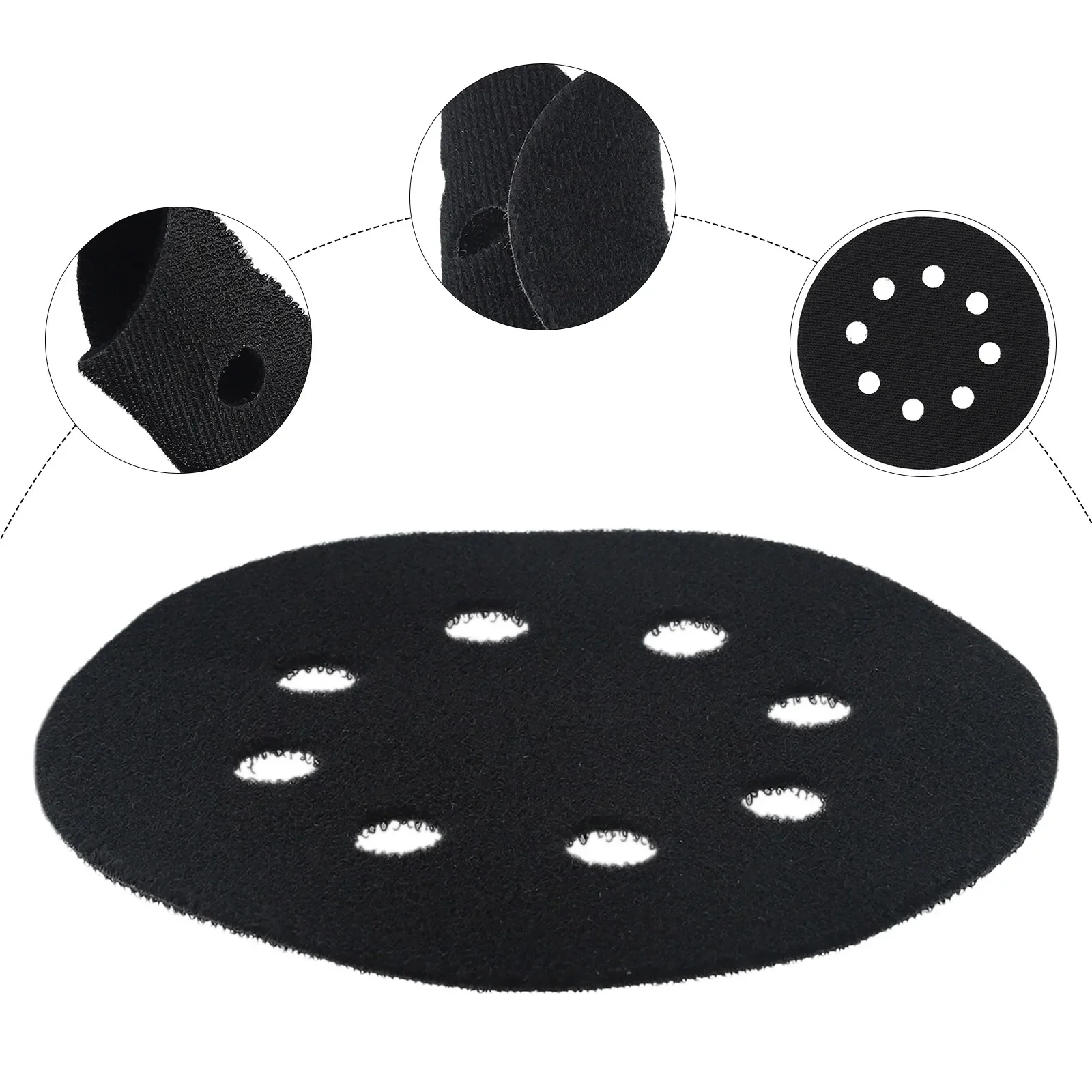 5 Inches(125mm) 8 Holes Ultra-thin Surfaces Protection Interface Pad For Sanding Pads And Hook&Loop Sanding Discs Thin