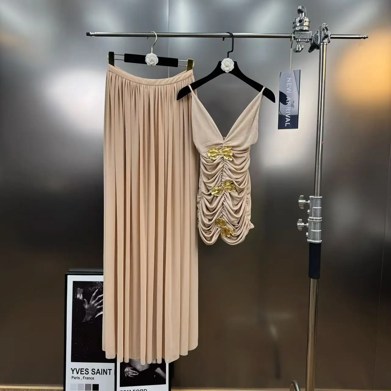 

Блестящий комплект из двух предметов с блестками для женщин, вечерний топ для выпускного вечера, дня рождения, длинная юбка, наряд для ночного клуба, фестивальное платье