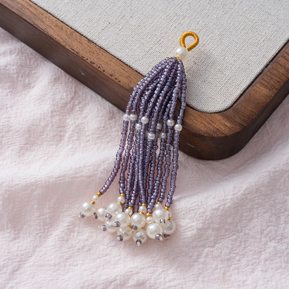 2 Stück/Set Bunte Quastenanhänger Imitationsperlen-Charms für DIY Ohrringe Halsketten Schlüsselanhänger Schmuckherstellung Zubehör – Detail 5