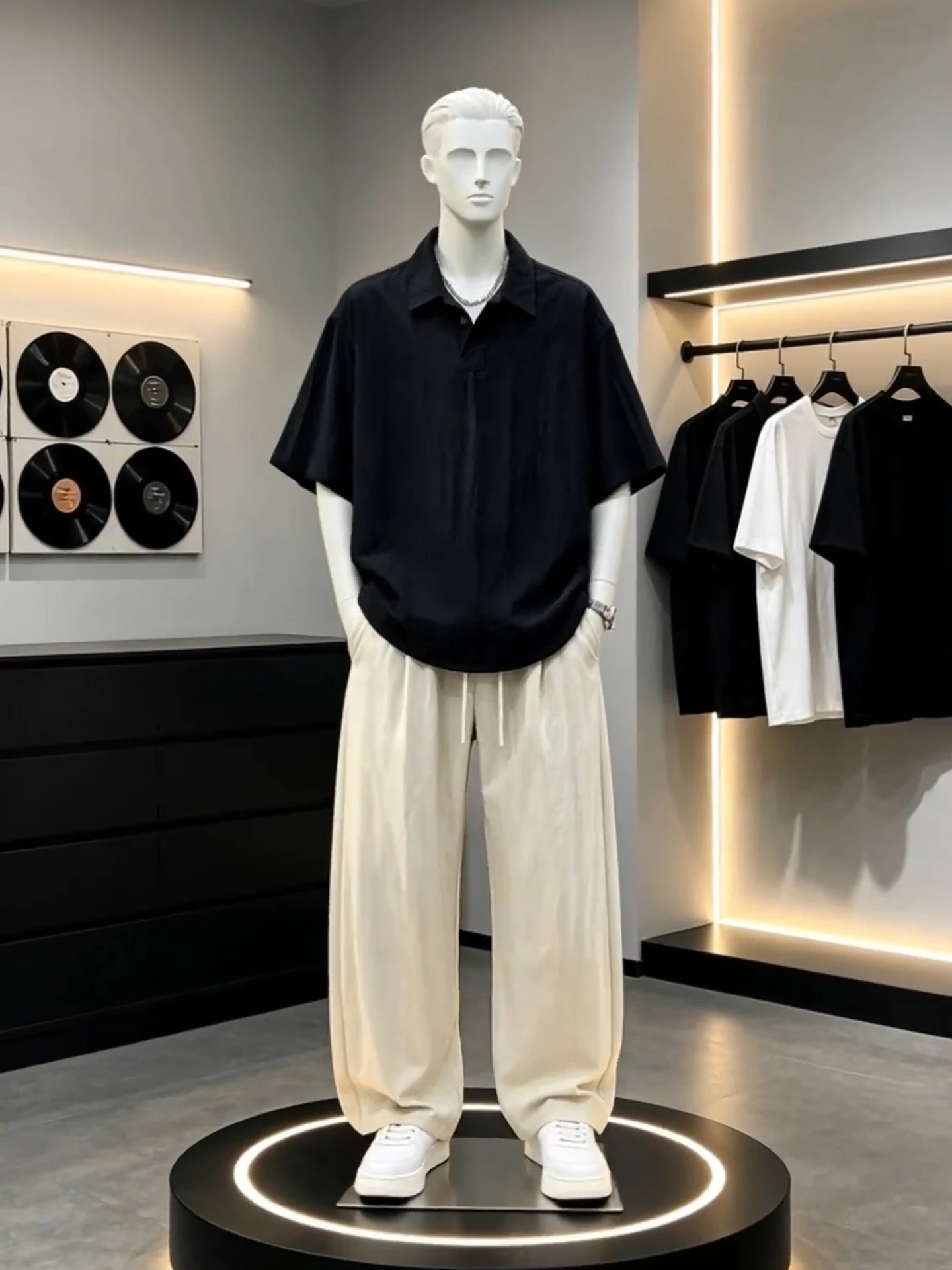 

Lightweight Loose Casual Short Sleeve Shirt Set for Men Summer Thin Linen Lyocell Viscose Nylon Blend Comfortable Wear
