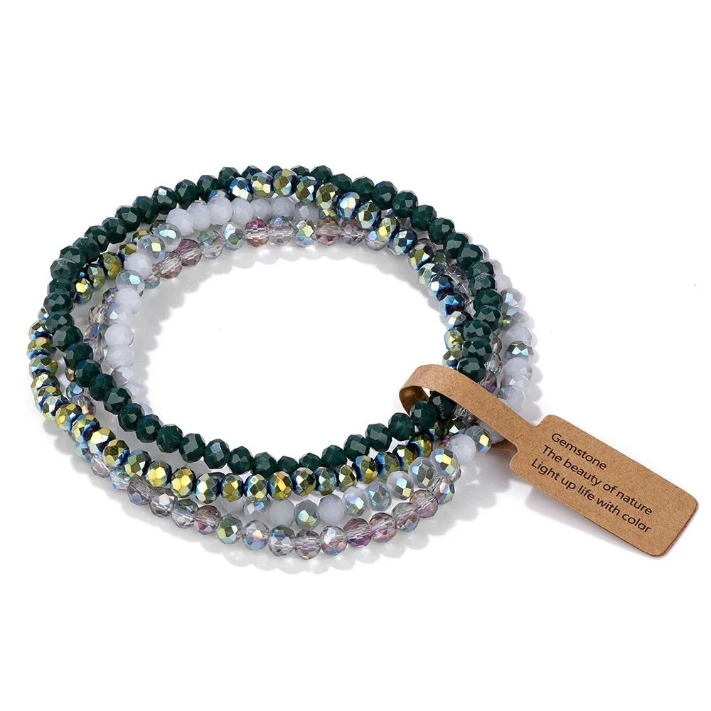 4pcs/set Multi Color Faceted Glass Beads Bracelet Elastic AB Effected Stretch Bracelet Shinning Handmade Crystal Beads Bracelet