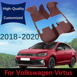 Custom Leather Car Floor Mats For VW Volkswagen Virtus 2018 2019 2020 Automobile Carpet Rugs Foot Pads Parts Accessories