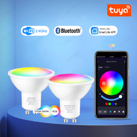 Tuya GU10 LED Bulb WiFi/Bluetooth RGB+CW+WW Dimmable 5W 220V Bombillas Led Lamp,Smart Life APP Control Light,GU10 Led Spotlight