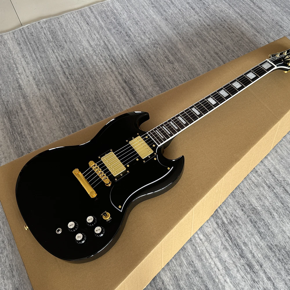 High quality black SG cusotm electric guitar, ABR-1 high grade bridge, gold components,in stock