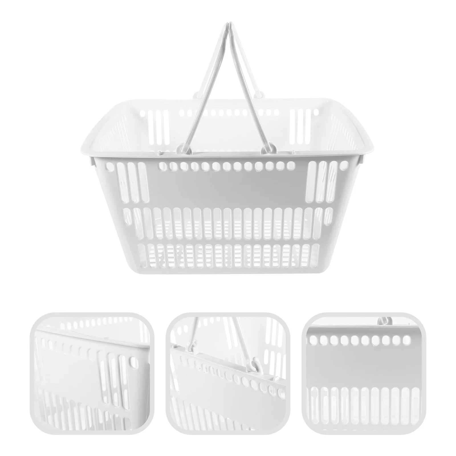 

Plastic Shopping Basket With Strong Bearing Portable Handles Storage Basket For Kitchen Seasoning Vegetable Grocery Retail Mall