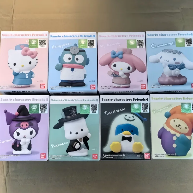 Подлинная Bandai Sanrio Family Friends Series 4, ручная коллекция украшений Hello Kitty Ugly Fish Melody с большими ушами собаками, коллекция игрушек, подарки