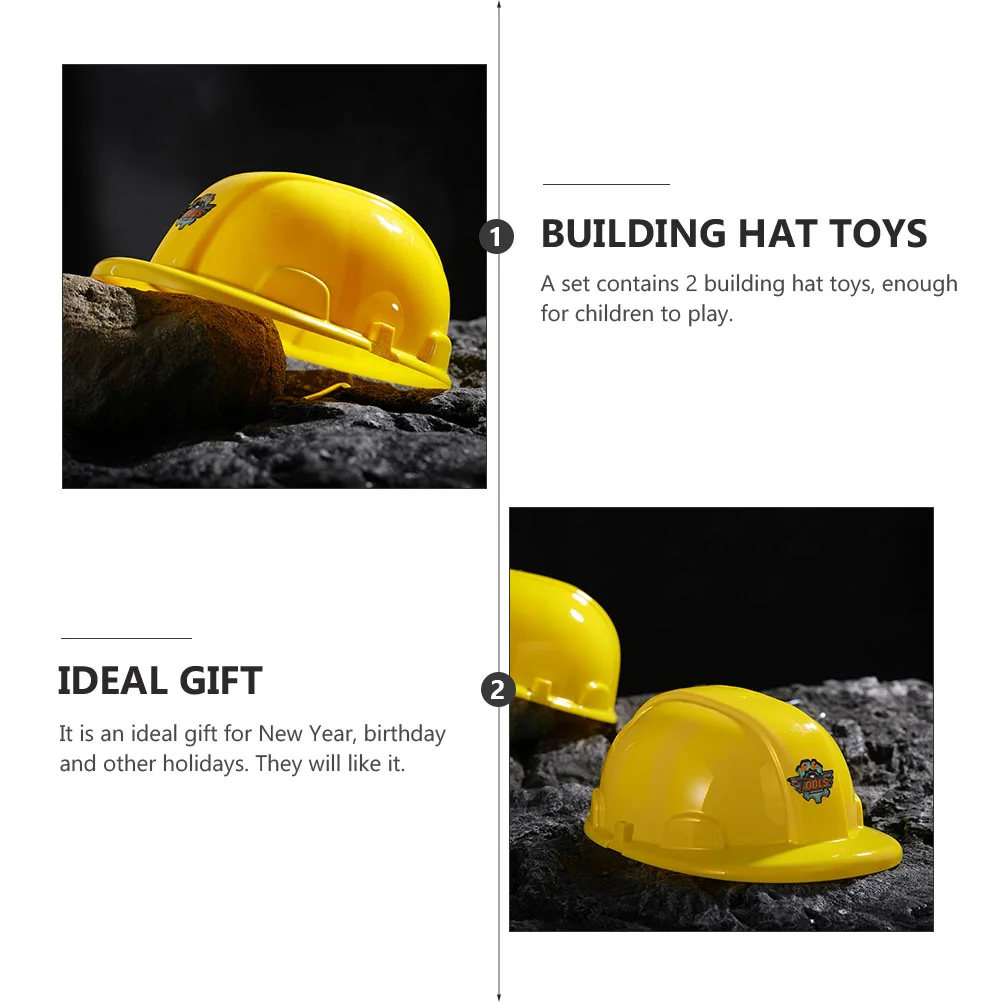 2 Pcs Tool Hat Building Dress up Hats Kids Construction Hard Aldult Children's Toys Yellow Plastic Party Supplies