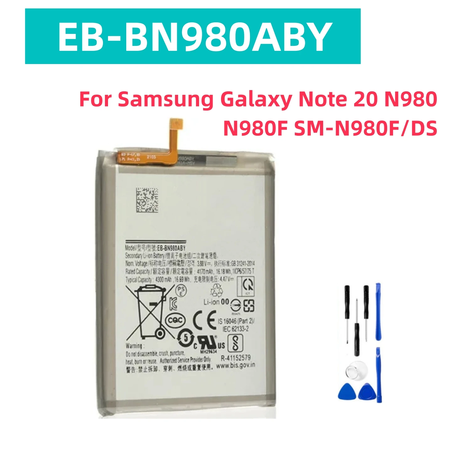 EB-BN980ABY 4300mAh Replacement Battery For Samsung Galaxy Note 20 N980 N980F SM-N980F/DS Batteries + Free Tools