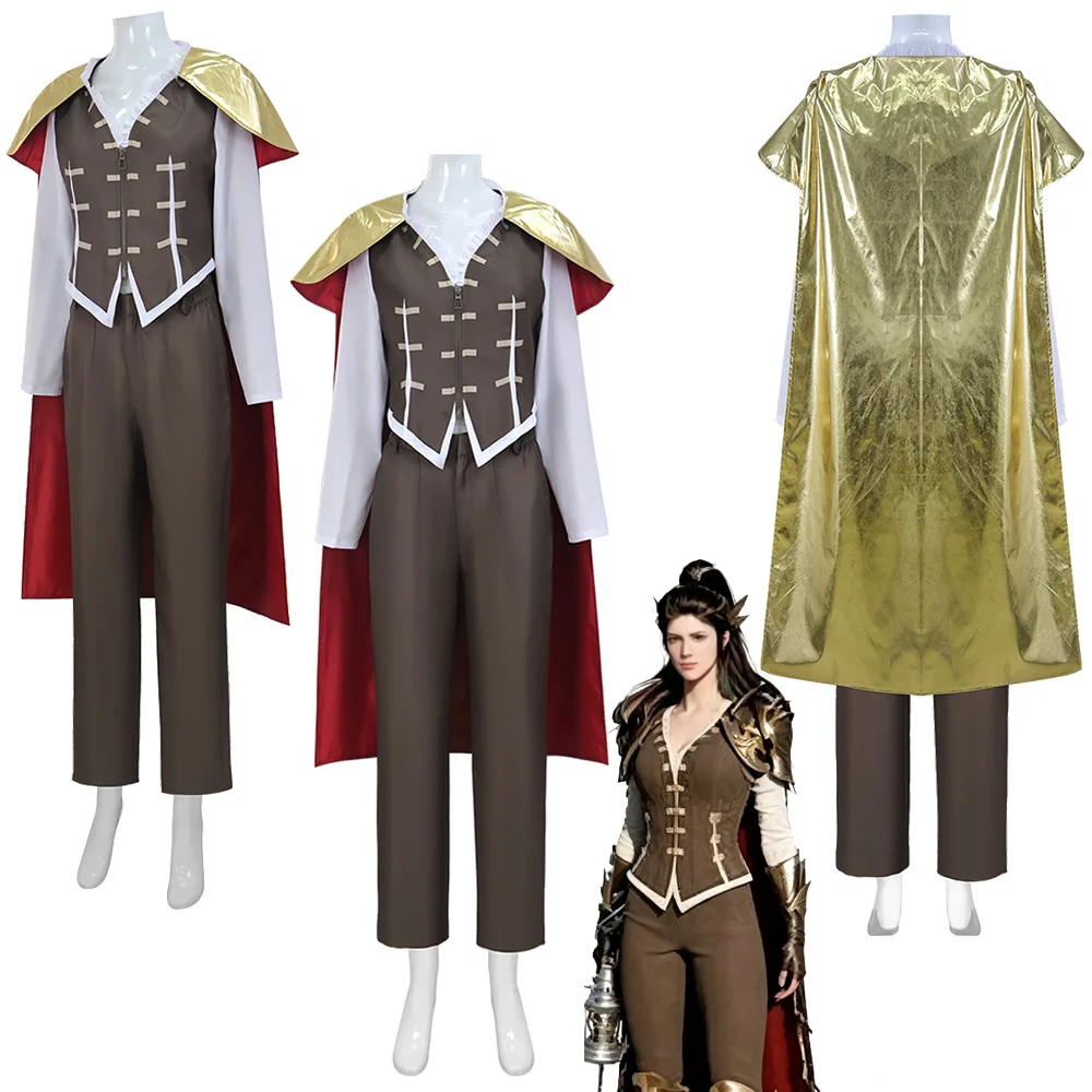 Disfraz de Cosplay Damiane Desert of Crimson, corsé, chaleco, camisa, capa, pantalones, traje de guerrero para mujer, disfraz de Halloween y carnaval