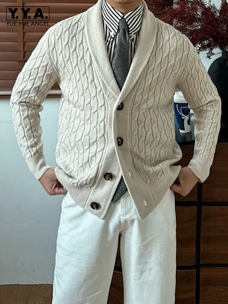 

Винтажный мужской приталенный деловой повседневный рабочий теплый свитер, кардиган, однобортный толстый трикотаж, куртка в стиле ретро, верхняя одежда, пальто