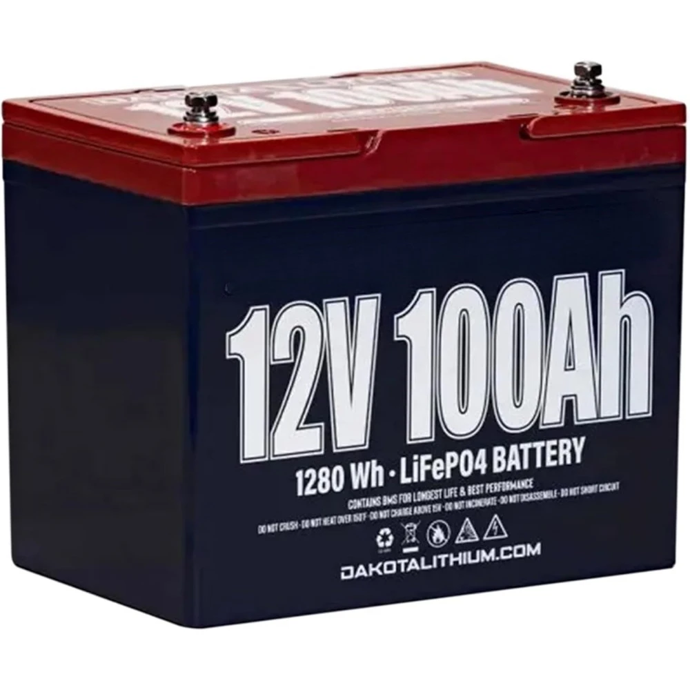 

Dakota Lithium — аккумулятор LiFePO4 глубокого цикла 12 В, 100 Ач — 11-летняя гарантия США, 2000 циклов — встроенный BMS, для подледной рыбалки