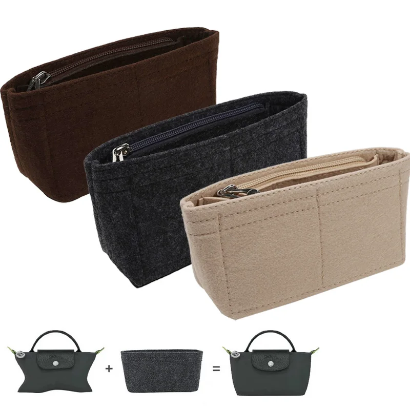 1-5PCS Lightweight Felt Insert Liner Purse Organiser Pouch Handbag Tote Bag Internal Bag Support Portable Makeup Organiser