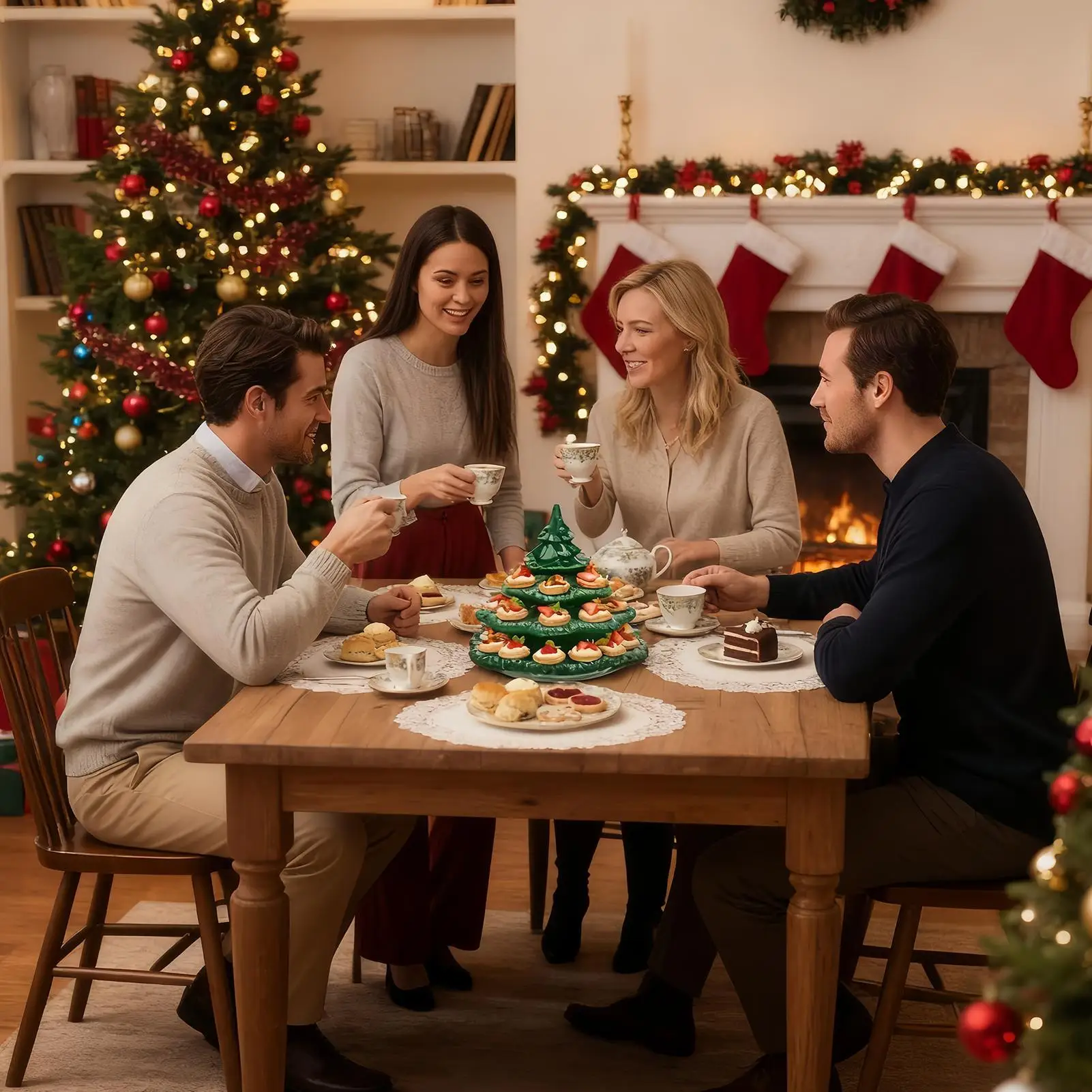 Deviled Egg Holder 4 Layer Christmas Tree Shaped Tableware 26 Hole Serving Tray For Holiday Gatherings Thanksgiving Wedding