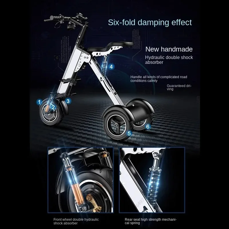 

350W Lightweight Folding Electric Scooter Two Parents and Children,fashionable Portable Mini Three-wheeled Scooter with Children