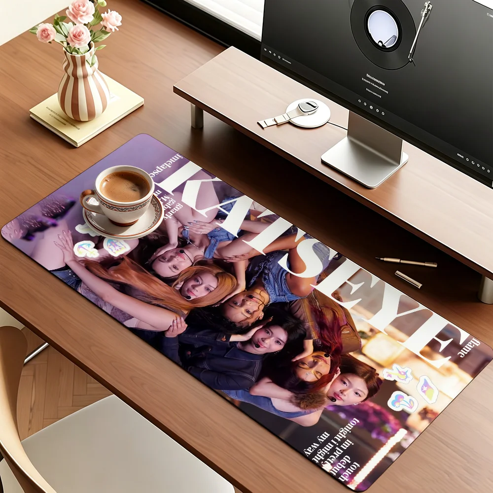 Band K-Katseye Mouse Pad Large Non-Slip Waterproof Mat Stitched Edge Keyboard Pad for Gaming Daily Office