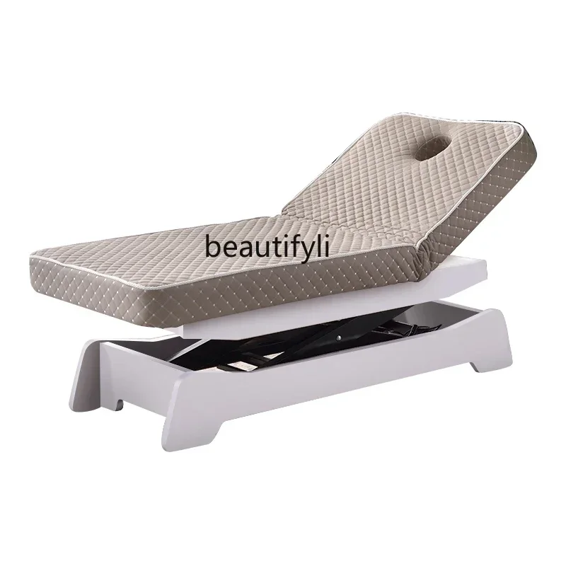 X  f4567Electric lifting beauty bed, high-end beauty salon special solid wood massage bed, latex
