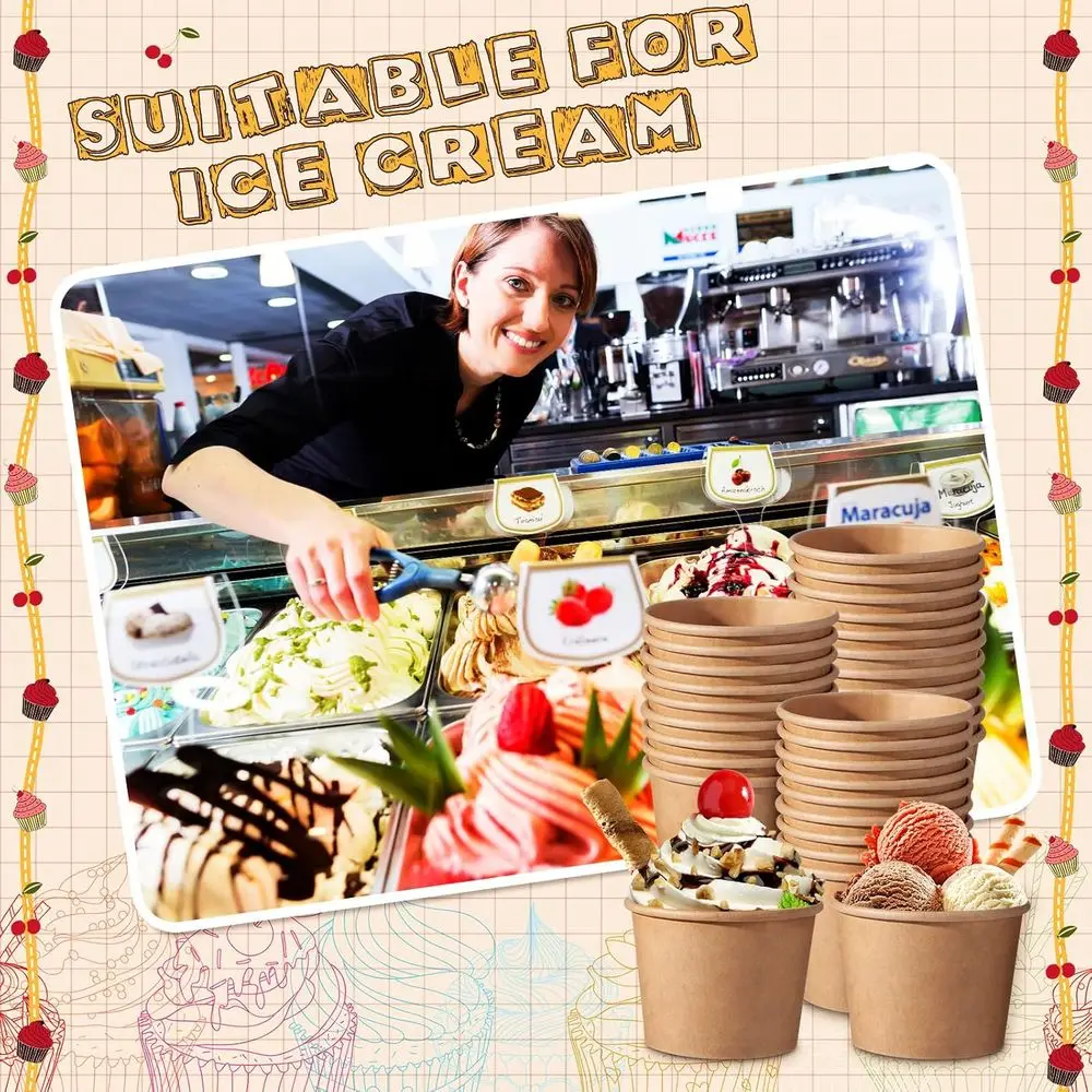 أكواب آيس كريم من ورق الكرافت سعة 5 أونصة - 400 عبوة من أكواب الحفلات للاستعمال مرة واحدة للحلويات والحلويات والاحتفالات #6