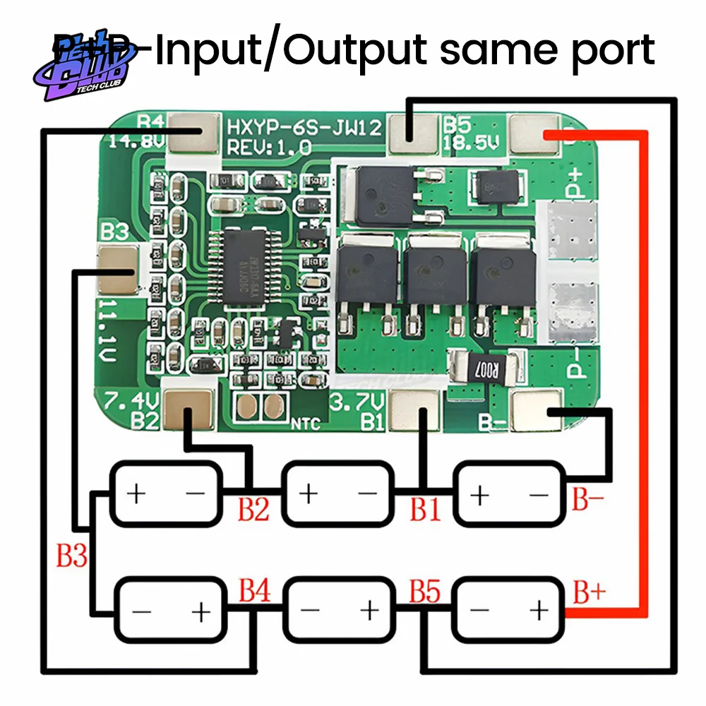 PCB BMS Protection Board For 6 Pack 18650 Li-ion Lithium Battery Cell Module for Power Tool Accessories