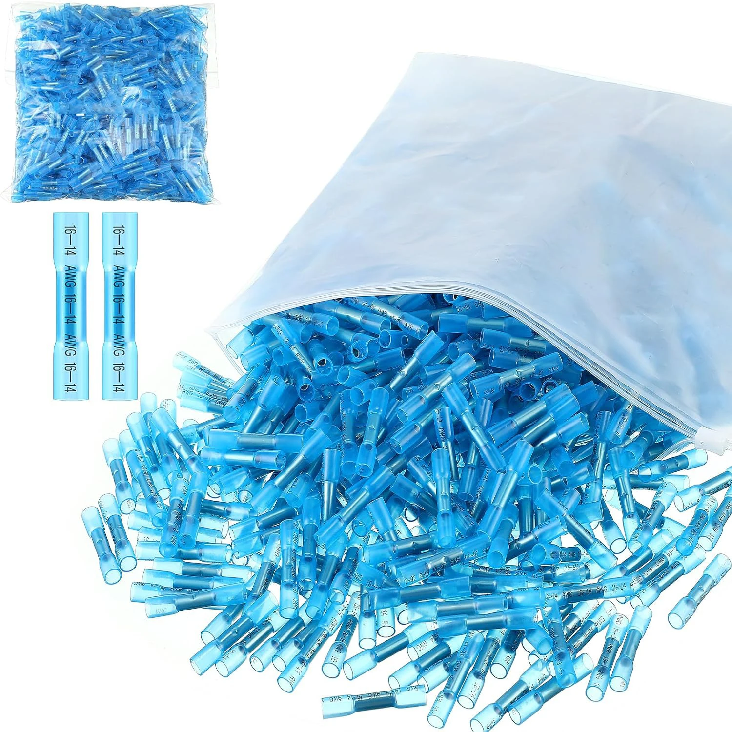 100pcs Waterproof Heat Shrink Wire Connectors Kit, Automotive Electrical Connector Terminals Kit Butt Splices Connector 22-10AWG