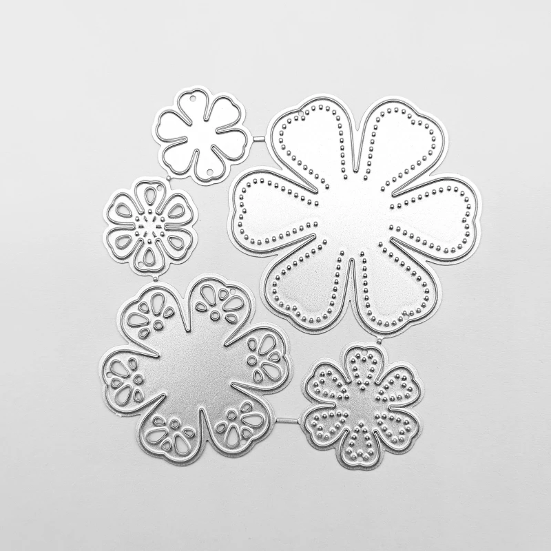 367A 6-Petal Florals 5 in 1 Flowers Embossing Knife Die Metal Cutting Dies for DIY Scrapbook Paper Cards Embossed Decor Craft