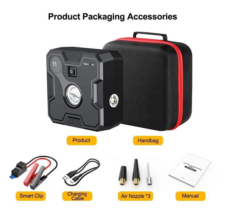 Charmex 1500Amp Car Jump Starter with Air Compressor, 150PSI Tire Inflator with Digital Screen Pressure Gauge