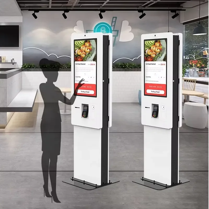 Indoor Restaurant Touch Screen Floor Standing Food Ordering Self Payment Kiosk