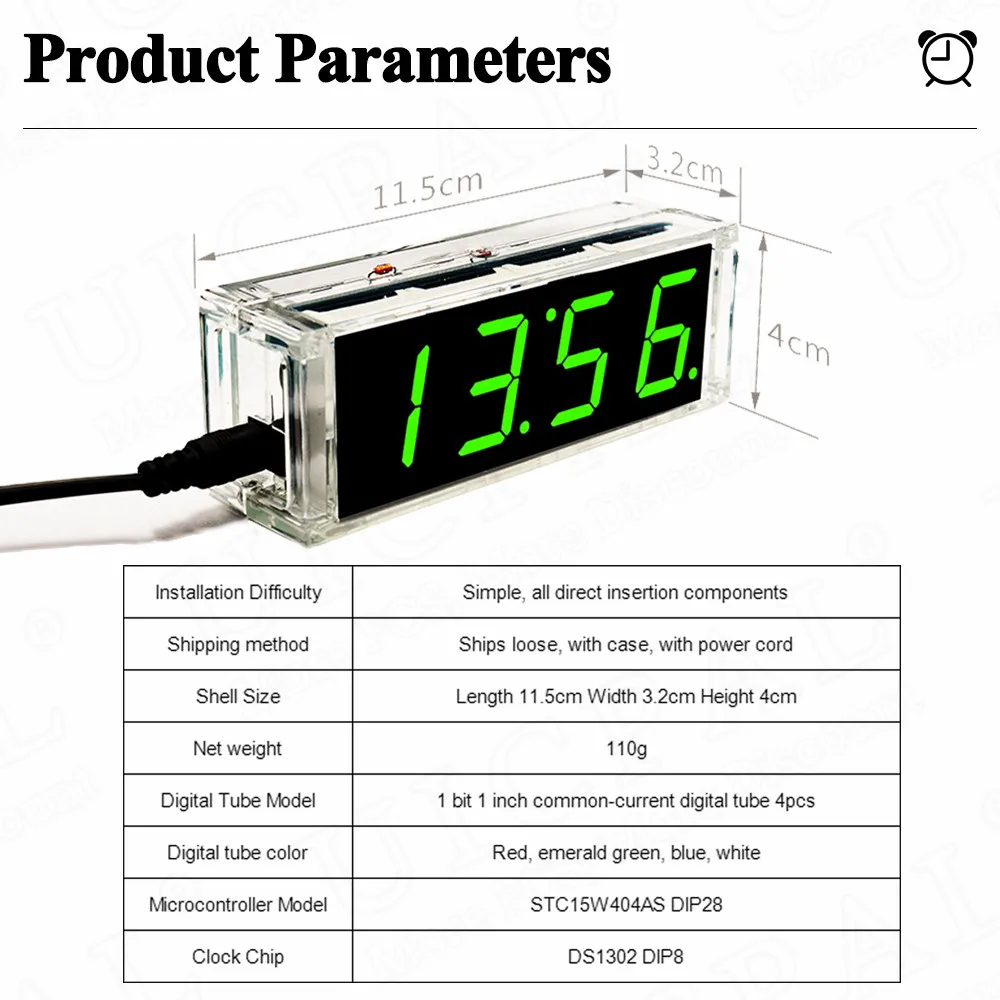 DIY Digital Clock Kit Display Date Week Temperature Alarm DS1302 Soldering Project Learning Practice Solder Diy Electronic Kit