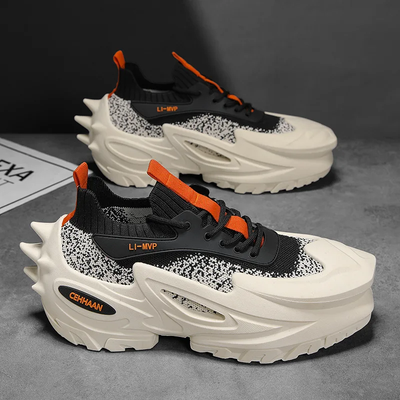 Chaussures pour hommes, chaussures de sport respirantes en mesh pour l'été, chaussures décontractées à semelle épaisse, chaussures de sport d'extérieur augmentant la taille 1 Chaussures pour hommes, chaussures de sport respirantes en mesh pour l'été, chaussures décontractées à semelle épaisse, chaussures de sport d'extérieur augmentant la taille 1