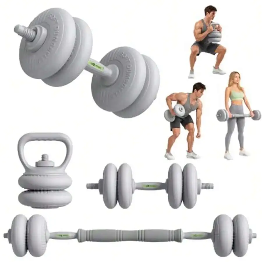 Adjustable Dumbbell Set 22lb///S Free Weights And Connector, Convert To Barbell, Kettlebells, All Floor Friendly Soft-Shell Dumb