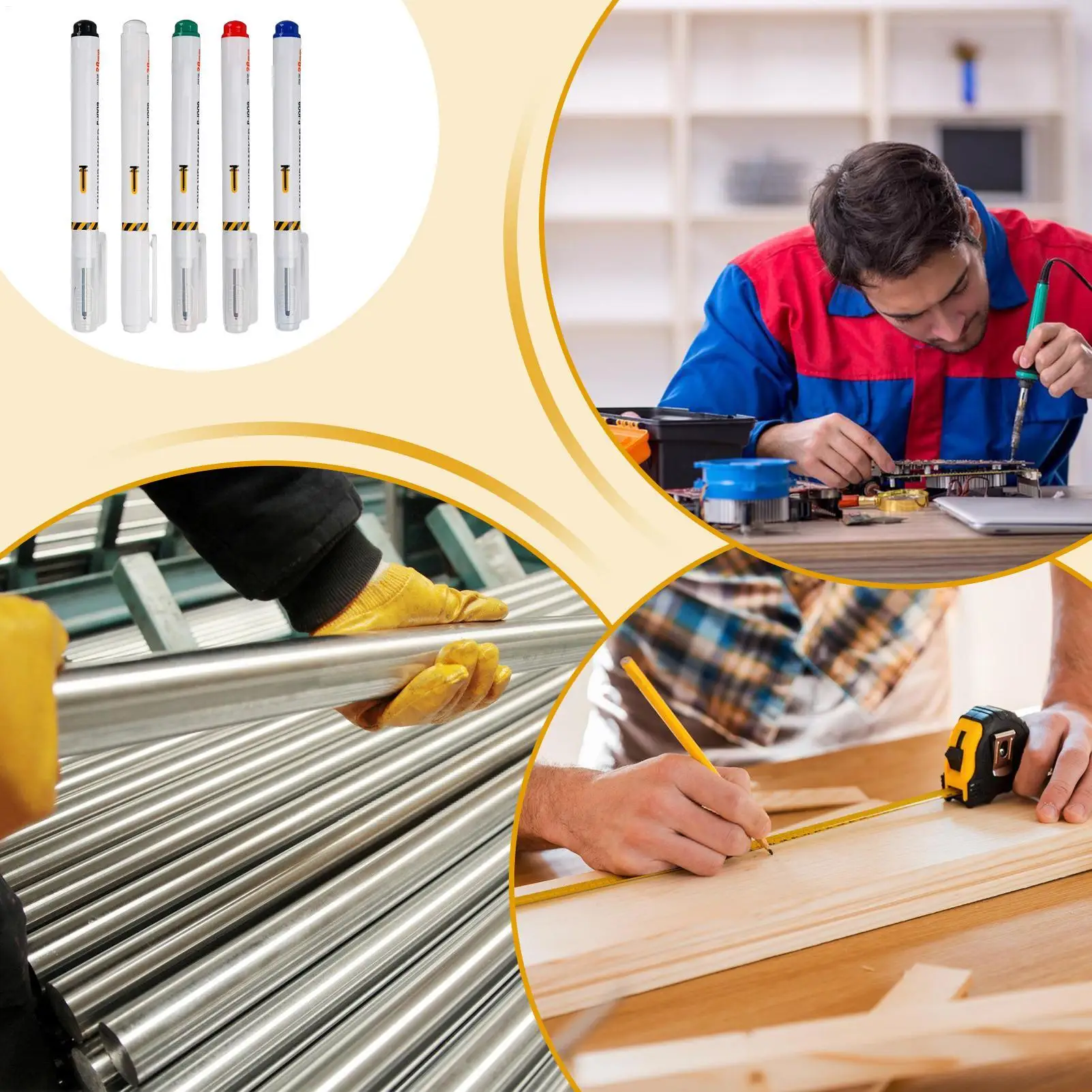 

Deep Hole Marker Pens 20mm Quick Dry Ink Marking Tool 5 Piece Quick Dry Colorful Long Tip Marker For Construction Builders