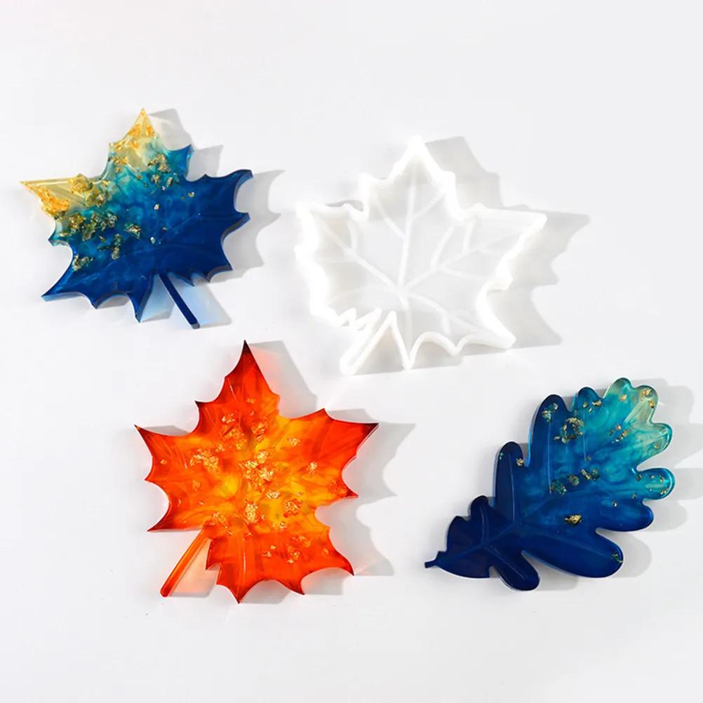 

5Pcs Christmas Tree Coaster Mold Silicone DIY Epoxy Mold Flexible Transparent Leaf Shape Handmade Resin Craft Tools