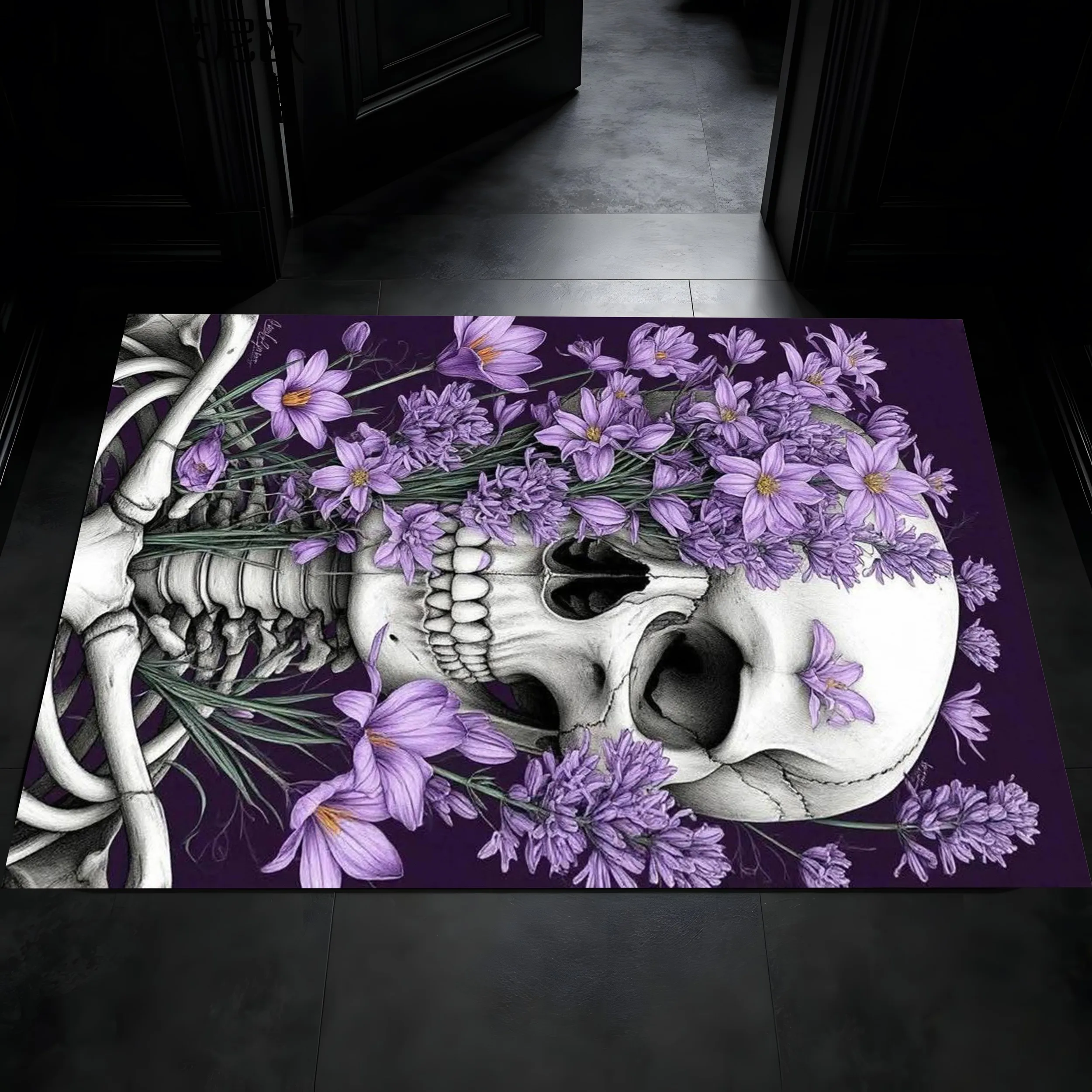 2D Large Carpet with Ghost Pumpkin Print Cute Cartoon Style Soft Coffee Color Eye-Pleasing Fun and Festive Halloween