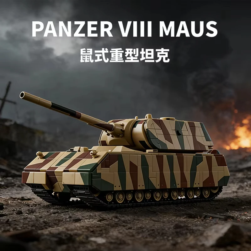 

2688pcs World War II Ratte Super Heavy Camouflage Tank Military Model Educational Building Blocks Set for Boys Toy Gift