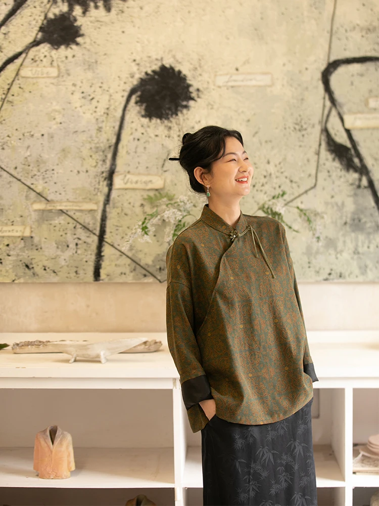 

Оригинальная новинка: китайская шелковая сатиновая футболка свободного кроя с круглым вырезом, весенняя коллекция, ограниченная серия