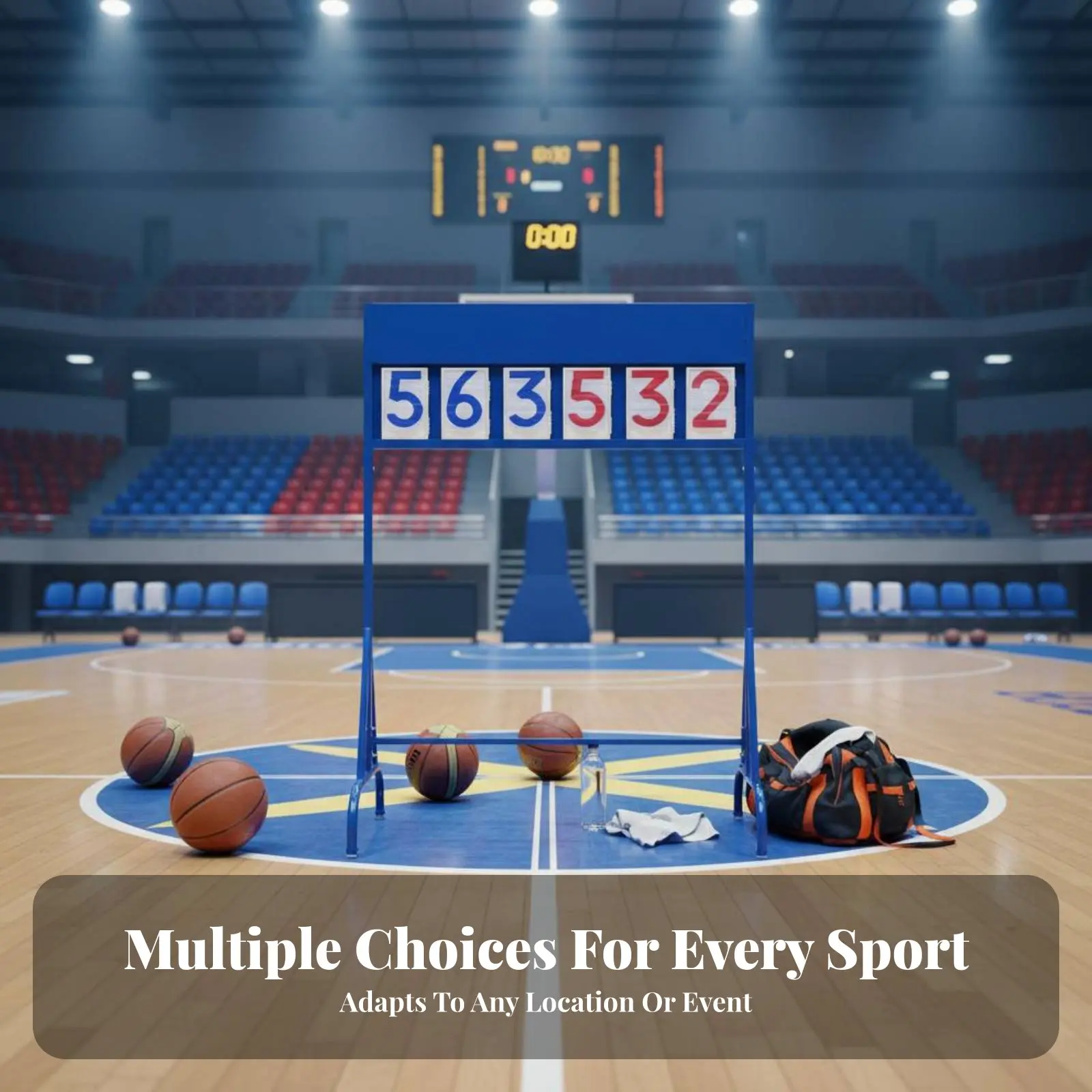 

Portable Flip Number Stand 6-Digit Display Game Scorer Wheeled Design Easy Assembly for Referees, School Personnel