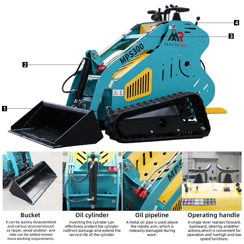 13.5HP Mini Skid Loader Steer Crawler Bucket EPA Engine USA For Digging, Bull-dozing, Augering, Trench-Grinding US Inventory