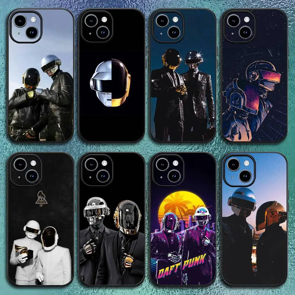 Coque de téléphone Daft Punk cool, étui souple noir classique pour IPhone 17 12 13 14 15 16Pro Max Plus