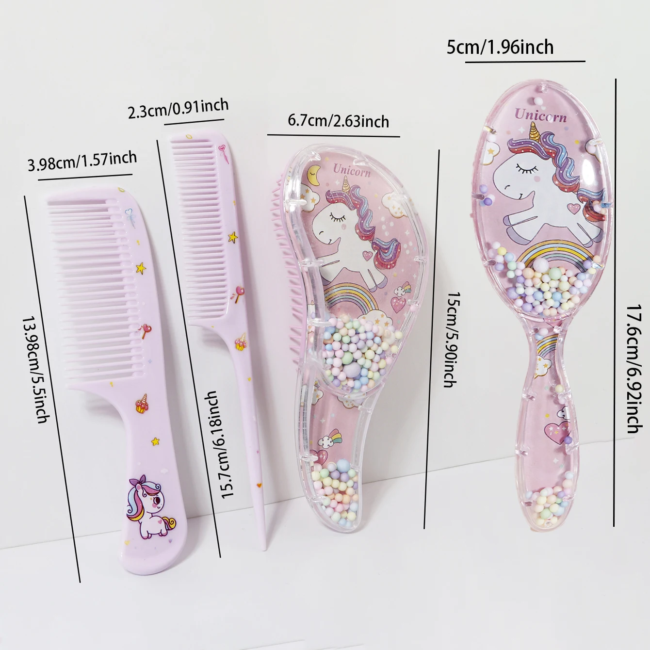 3-teiliges Cartoon-Kamm-Set, Nass- und Trockenanwendung, Haarstyling, geeignet für jede Haartyp, Geschenkset, speziell für Echthaarperücken – Detail 3