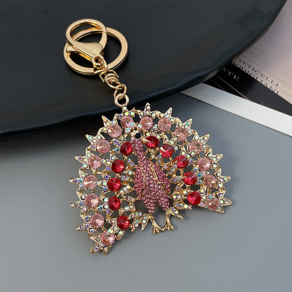 Mascot Peacock Animal Keychain Sparkling Crystal Women\'s Luxury Bag Pendant Sri Lanka Souvenirs Gifts