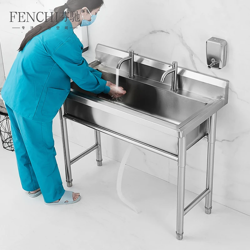 Integrated commercial stainless steel water tank, school sink, washbasin, cafeteria, factory, kindergarten kitchen sink